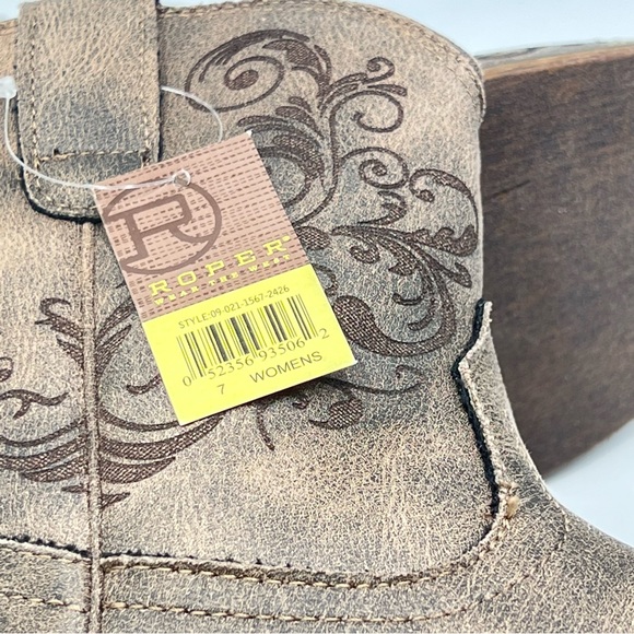 NEW Roper Womens Size 7 Short Stuff Brown Western Cowboy Cowgirl Boots Shoes - Picture 9 of 10